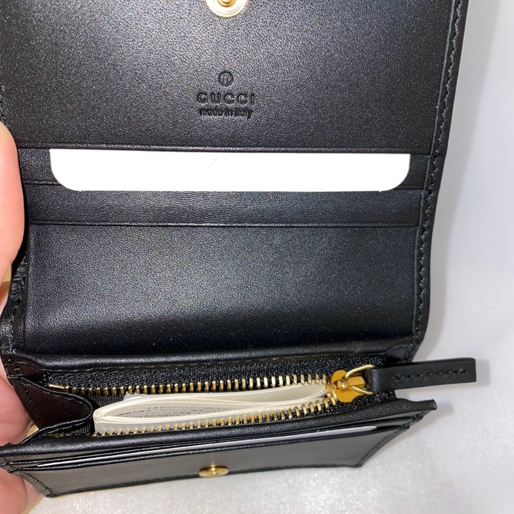 Gucci Ophidia GG Card Case Wallet Brown Suede and Patent Leather Trim NEW IN BOX - Picture 3 of 4